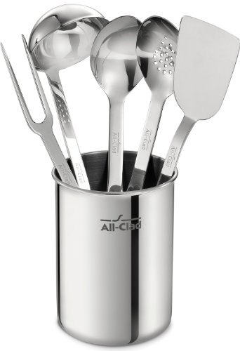 All-Clad-6-Piece Stainless Steel Kitchen Tool Set Caddy Included 