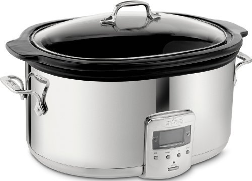 All-Clad-Programmable Oval-Shaped Slow Cooker with Black Ceramic Insert and Glass Lid