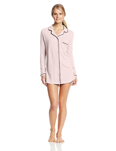 Only Hearts-Organic Cotton Piped Button Front Night Shirt