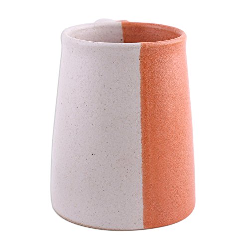 NOVICA-Beige and Orange Ceramic Mug 