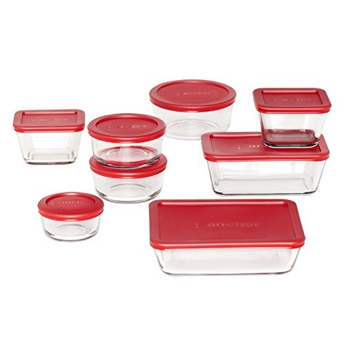 Anchor Hocking- 16-Piece Set Classic Glass Food Storage Containers with Lids