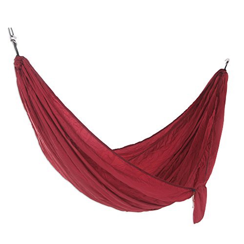 NOVICA-Maroon Parachute Hammock with Hanging Accessories