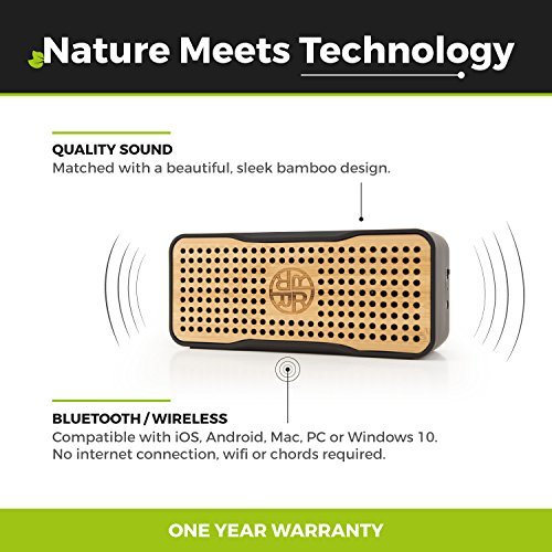 Reveal-Solar Speaker, Portable Wireless Bluetooth Bamboo Speaker & Phone Charger by REVEAL - Eco-friendly Bamboo Wood Design, 8+ Hr Battery Life
