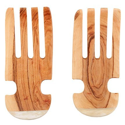 Connected Fair Trade Products-Olive Wood Salad Claws with Bone Handle