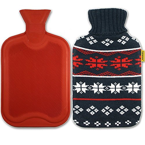 Aquapapa-Natural Rubber Hot Water Bottle with Fairisle Knit Cover