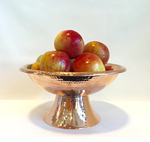 Sertodo Copper-Hand Hammered 100% Pure Copper, Frutera Large Centerpiece Fruit Display Bowl