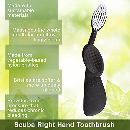 RADIUS-RADIUS - Scuba Right Hand Toothbrush, Soft Bristles, Flex-Neck Technology that Reduces Pressure on Teeth and Gums, Made with Sustainable Materials (Colors May Vary)
