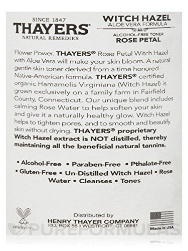 THAYERS-Thayers Alcohol-free Rose Petal Soothing Witch Hazel for Face & Skin with Aloe Vera, 12 oz (Pack of 4)