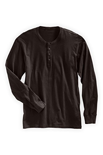 Fair Indigo-Fair Indigo Fair Trade Organic Men's Long Sleeve Henley (XL, Dark Chocolate)