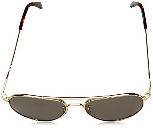 AO Eyewear-AO Eyewear American Optical - General Aviator Sunglasses with Wire Spatula Temple and Gold Frame, True Color Grey Glass Lens