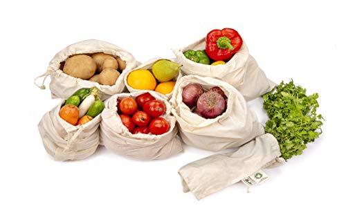 All Cotton and Linen-Reusable cotton produce bags washable - 8 Bags(2XL, 2L, 2M, 2S) - Reusable Grocery Bags - Reusable Snack Bags for Fruit - Brewing Bags - Green Storage Bags for Produce - Reusable Gift Bags Christmas
